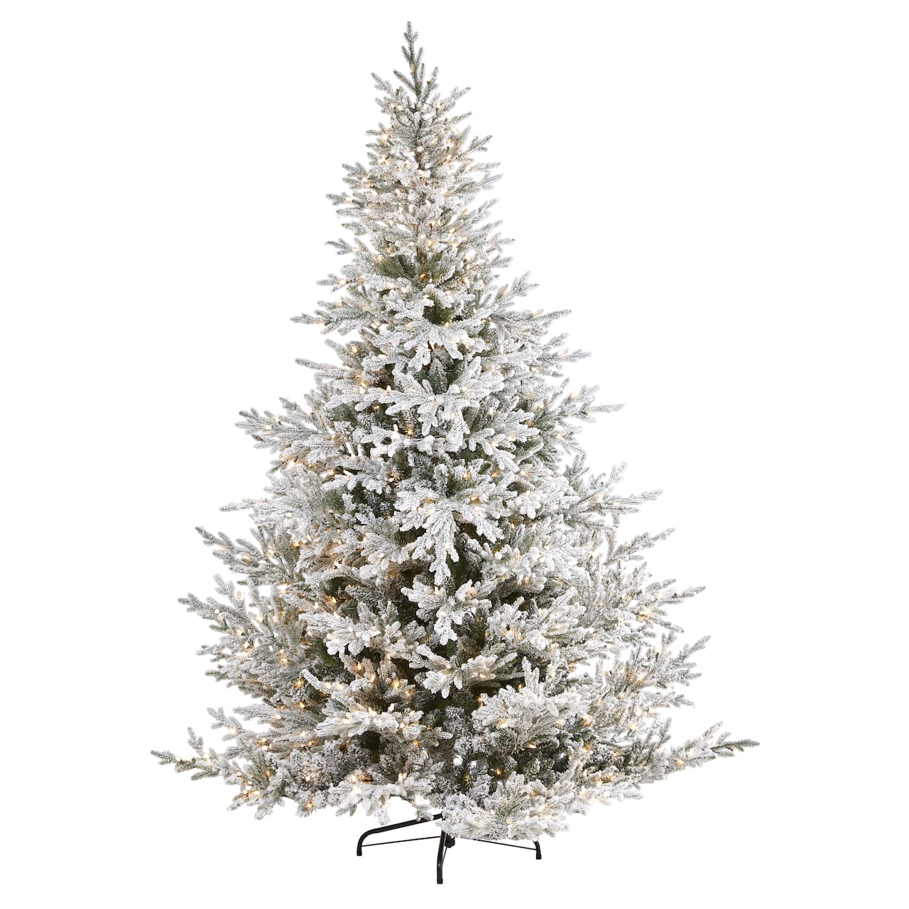 8ft. Pre-Lit Flocked Fraser Fir Artificial Christmas Tree with Warm White LED Lights